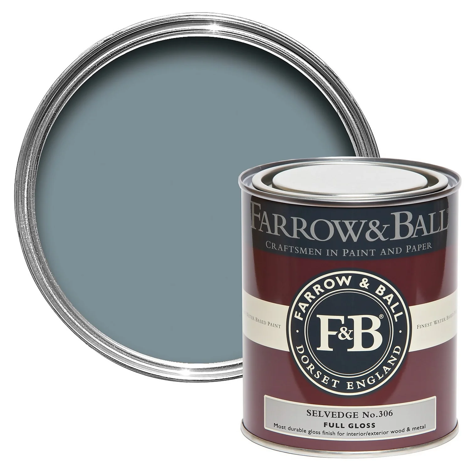Farrow & Ball Full Gloss Paint No.306 Selvedge - 750ml 1 Farrow & Ball Full Gloss Paint No.306 Selvedge - 750ml