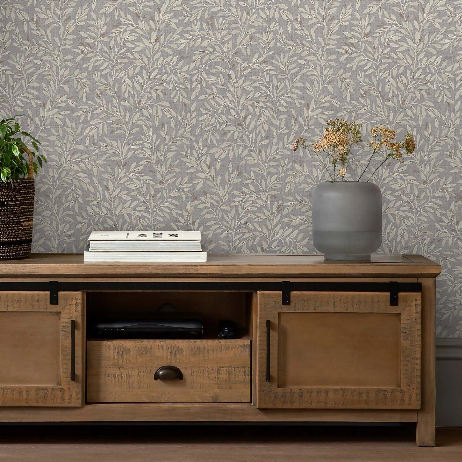 Next Ditsy Leaf Grey Wallpaper 2 Next Ditsy Leaf Grey Wallpaper - Image 2