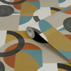Next Retro Shapes Geo Orange Wallpaper -Haris Home Shop 13960885 1884998026670642