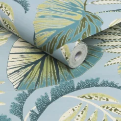 Next Jungle Leaves Duck Egg Wallpaper -Haris Home Shop 13960895 1244998026371212