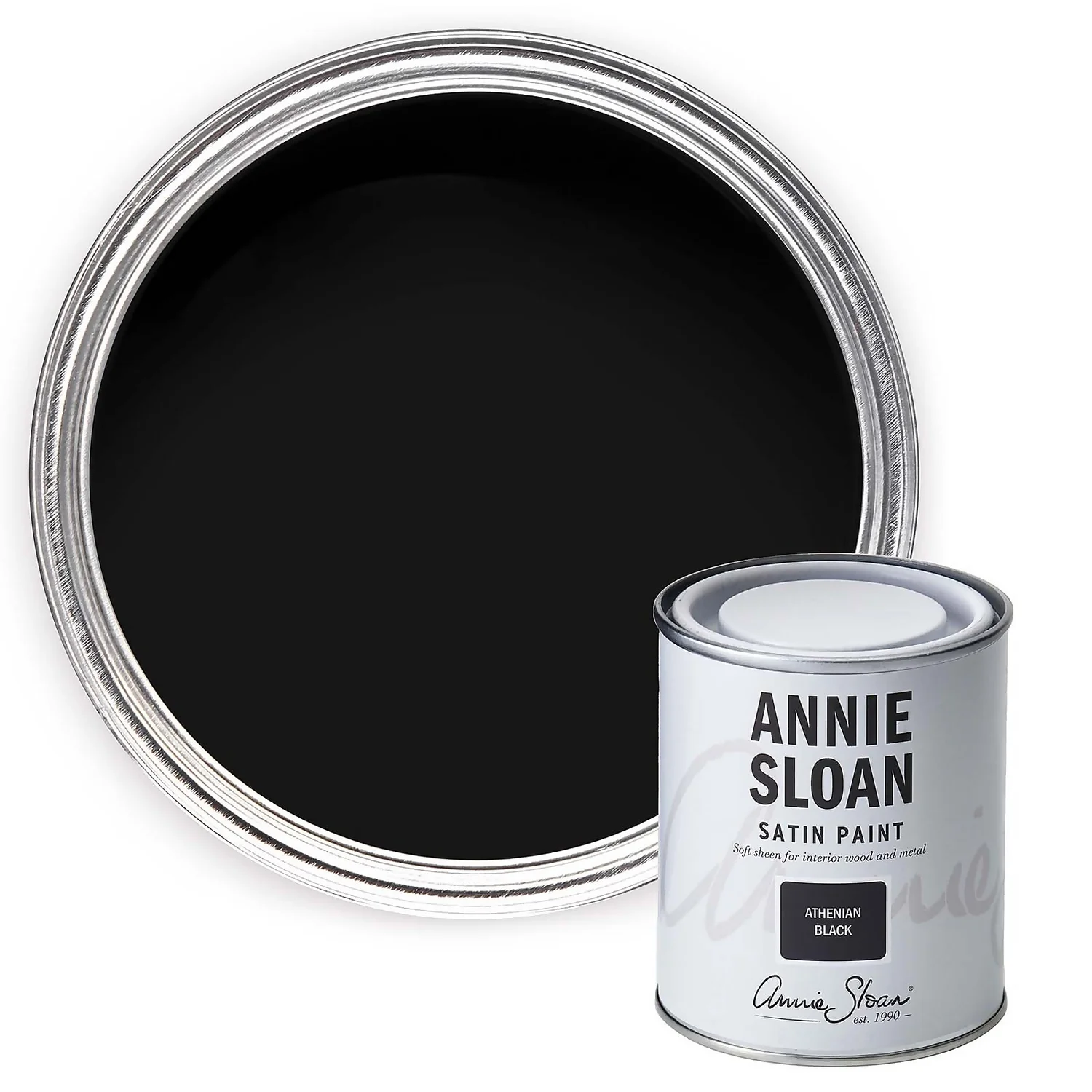 Annie Sloan Satin Paint Athenian Black - 750ml 1 Annie Sloan Satin Paint Athenian Black - 750ml