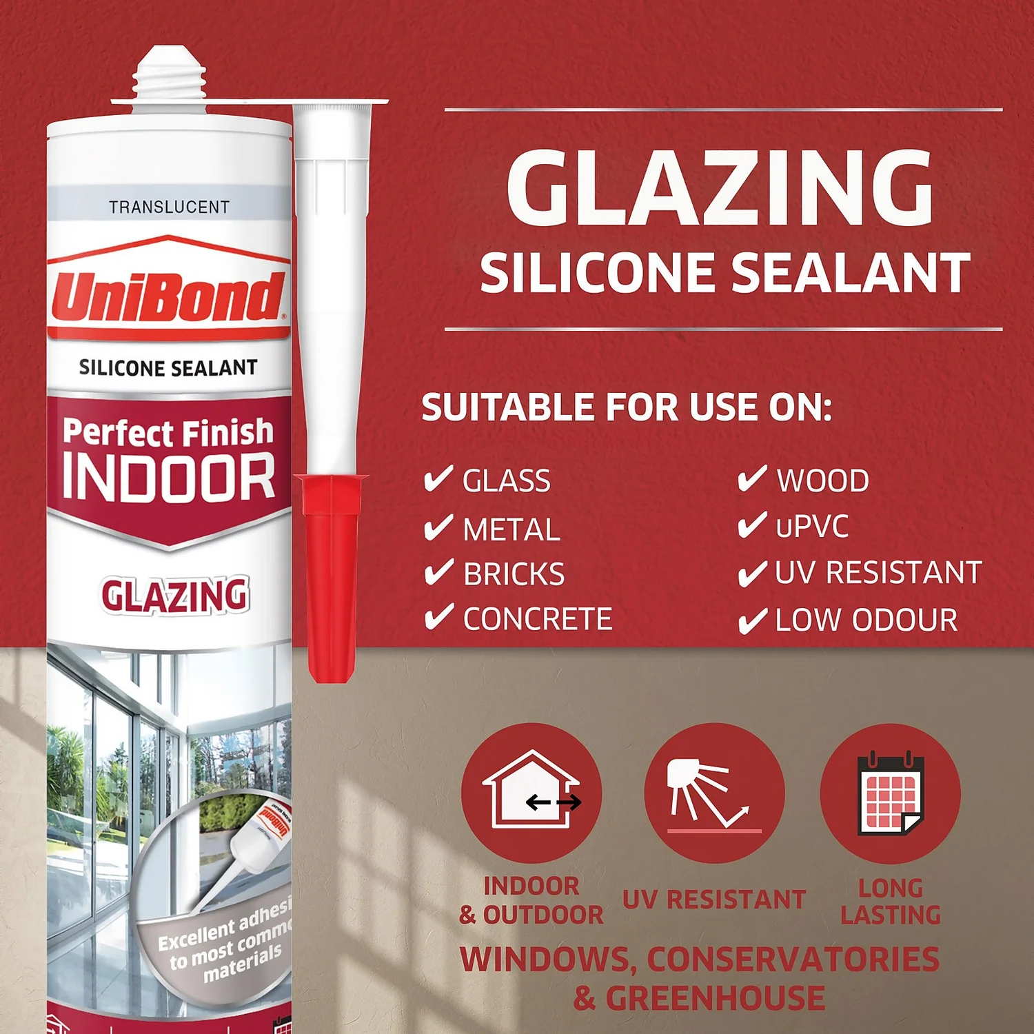 UniBond Perfect Finish Indoor Translucent Glazing Sealant 2 UniBond Perfect Finish Indoor Translucent Glazing Sealant - Image 2