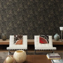 Grandeco Aliare Black Raised Textured Metallic Wallpaper -Haris Home Shop 13980237 1394998777552039