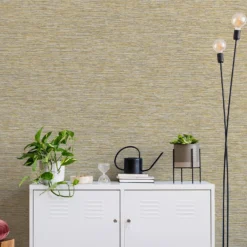 Grandeco Striped Weave Yellow Raised Textured Metallic Wallpaper -Haris Home Shop 13980240 1974998777744909
