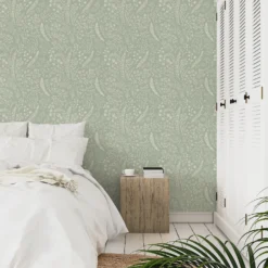 Grandeco Astrid Trail Green Textured Matt Wallpaper -Haris Home Shop 13980241 1064998777706362