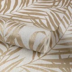 Grandeco Maui Cream Textured Metallic Wallpaper -Haris Home Shop 13980242 1275003970496701