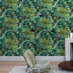 Grandeco Tropical Vista Green Textured Matt Wallpaper -Haris Home Shop 13980246 4754998777398448