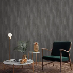 Grandeco Fabric Plain Charcoal Textured Matt Wallpaper -Haris Home Shop 13980248 1024998777249606