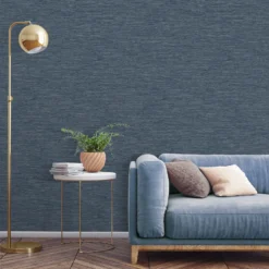 Grandeco Striped Weave Navy Raised Textured Metallic Wallpaper -Haris Home Shop 13980249 1204998778141293