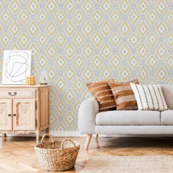 Superfresco Colours Aztec Geo Grey And Ochre Wallpaper -Haris Home Shop 13991827 3615003725799481