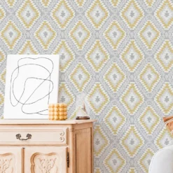 Superfresco Colours Aztec Geo Grey And Ochre Wallpaper -Haris Home Shop 13991827 4925003725871247