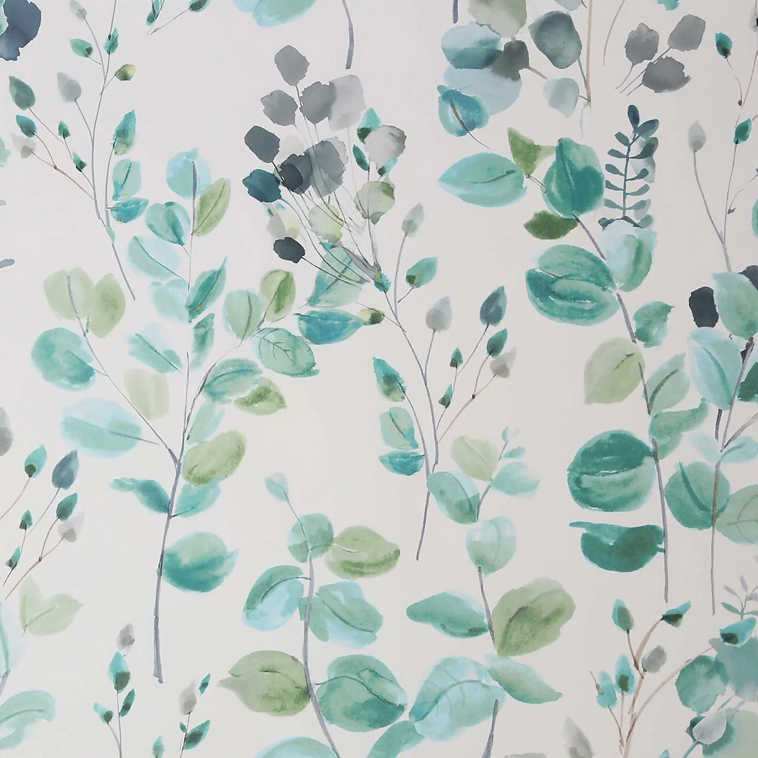 Fresco Watercolour Green Leaves White Grey Wallpaper 1 Fresco Watercolour Green Leaves White Grey Wallpaper