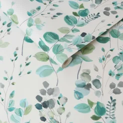 Fresco Watercolour Green Leaves White Grey Wallpaper 7 Fresco Watercolour Green Leaves White Grey Wallpaper -Haris Home Shop 13991828 9405003725033950