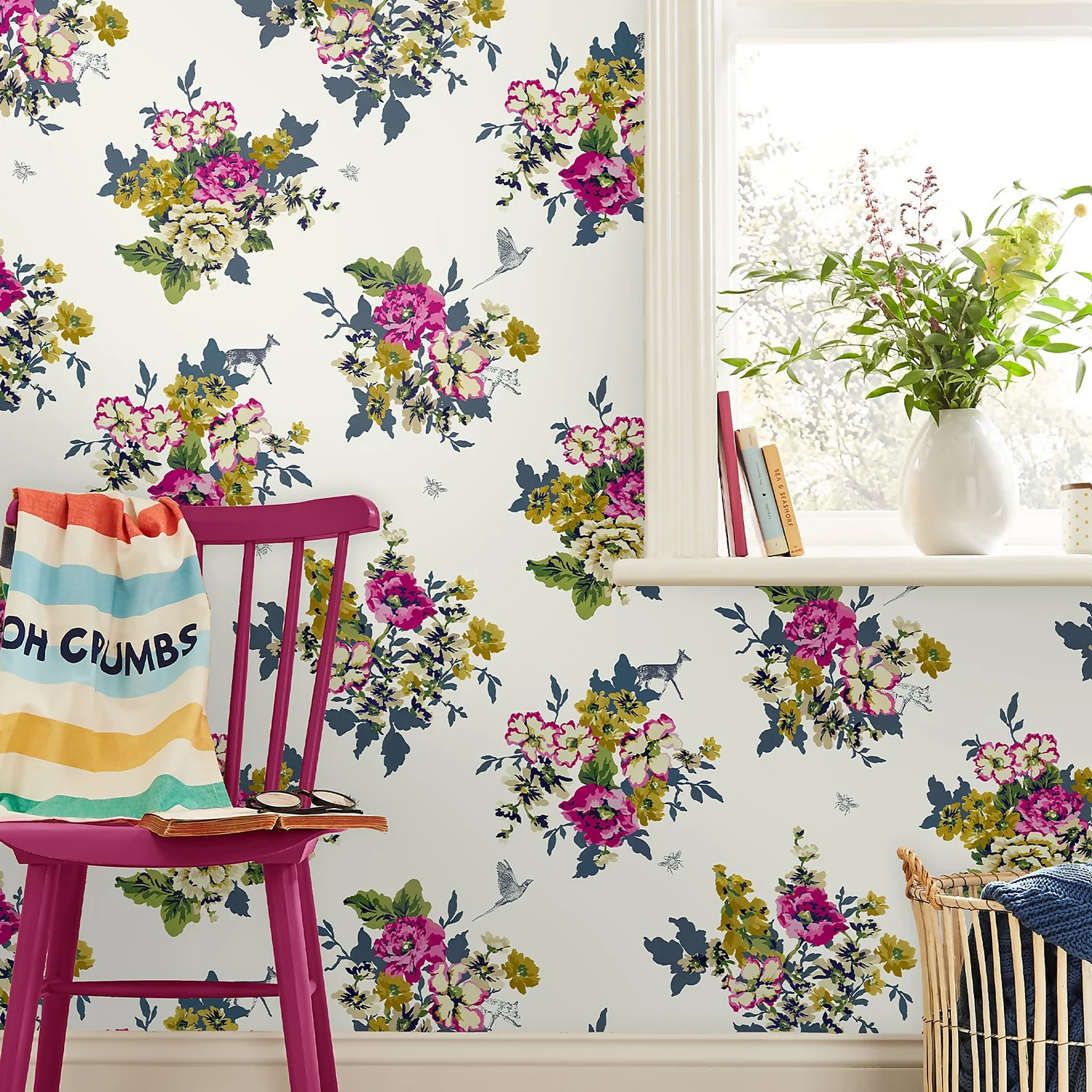 Joules Floral Crème Wallpaper 2 Joules Floral Crème Wallpaper - Image 2