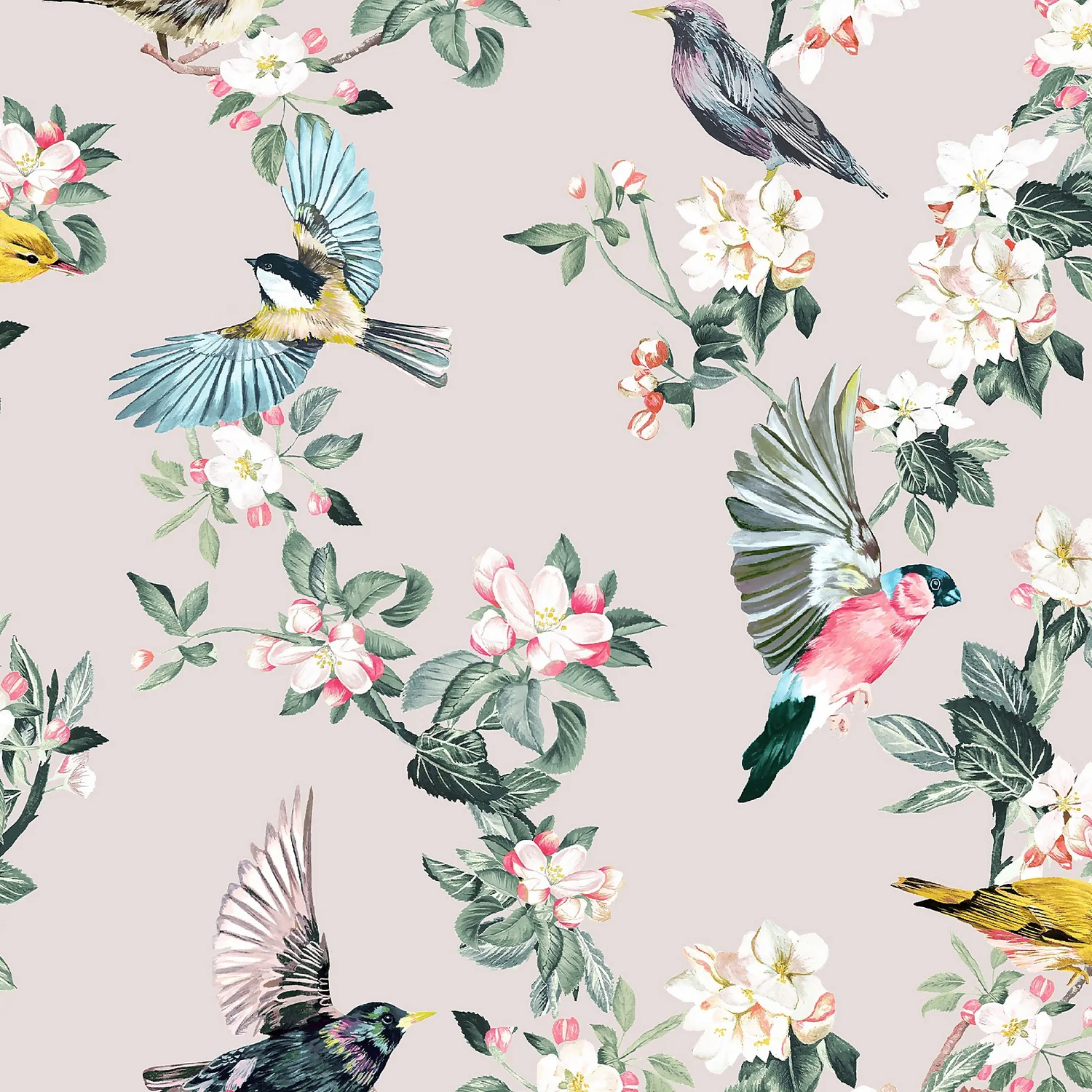 Joules Handford Garden Birds Antique Crème Wallpaper 1 Joules Handford Garden Birds Antique Crème Wallpaper