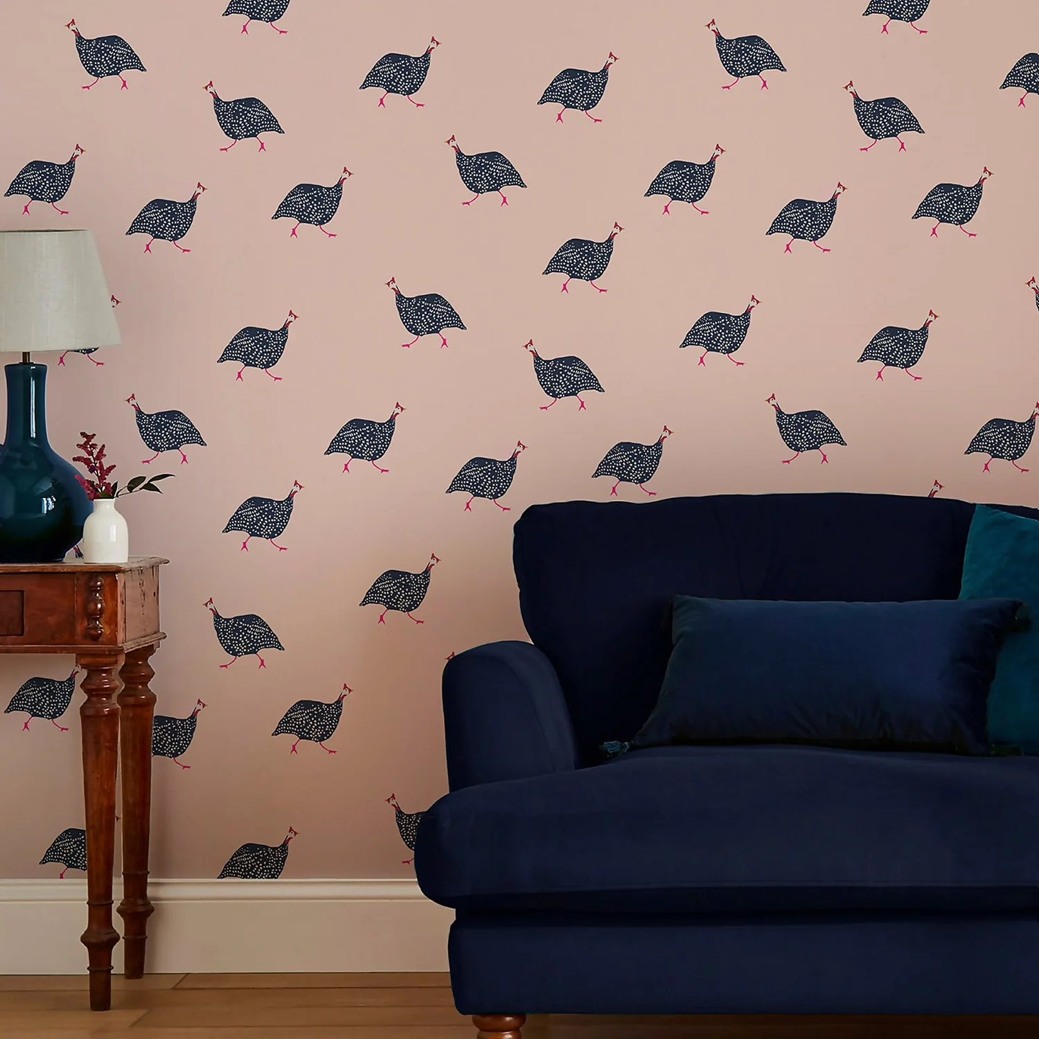 Joules Guinea Fowl Blush Pink Wallpaper 2 Joules Guinea Fowl Blush Pink Wallpaper - Image 2