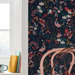 Joules Fields Edge Floral French Navy Wallpaper -Haris Home Shop 13991844 9735003723924511