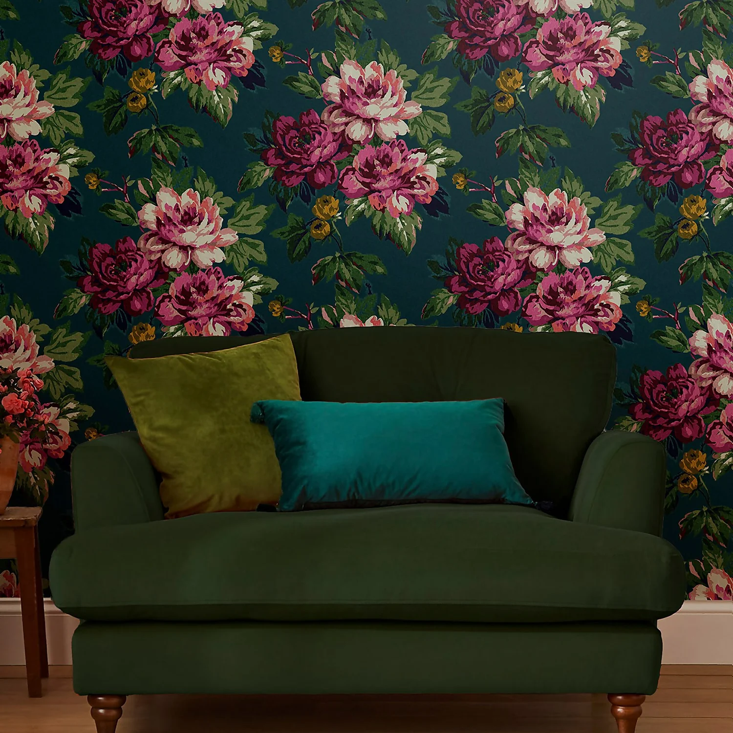 Joules Invite Floral Peacock Wallpaper 2 Joules Invite Floral Peacock Wallpaper - Image 2