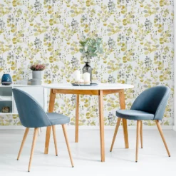 Fresco Watercolour Leaves Ochre Wallpaper -Haris Home Shop 13991874 4335003724988761