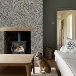 Belgravia Decor Florence Leaf Charcoal Wallpaper -Haris Home Shop 14570133 1325045677828248